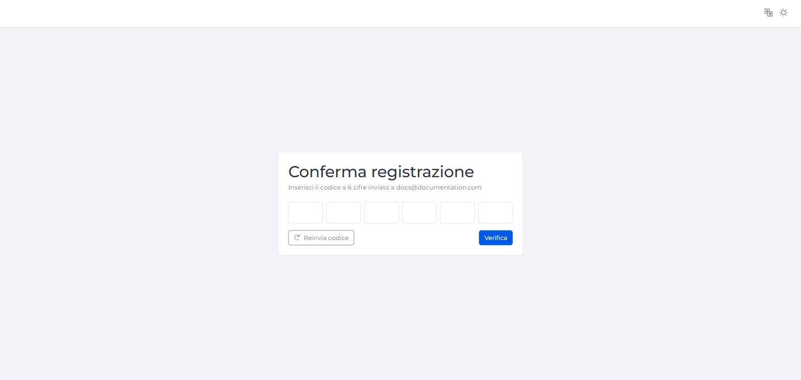 Conferma registrazione — inserimento OTP