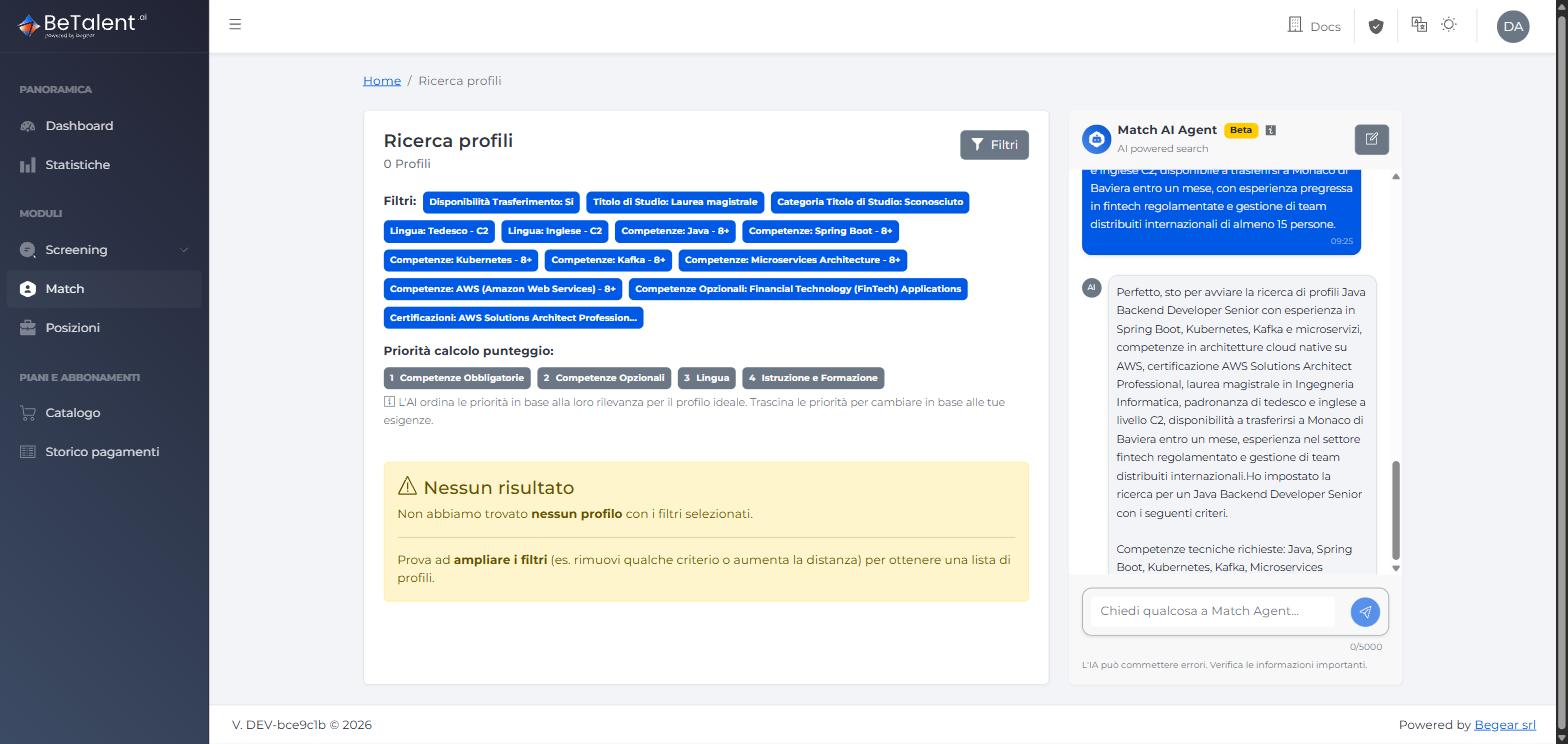 Match Agent — ricerca da job description con zero risultati