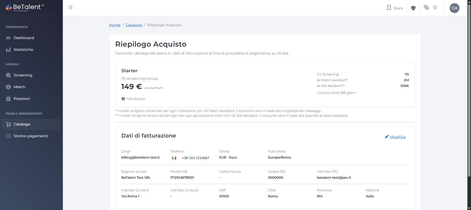 Riepilogo Acquisto