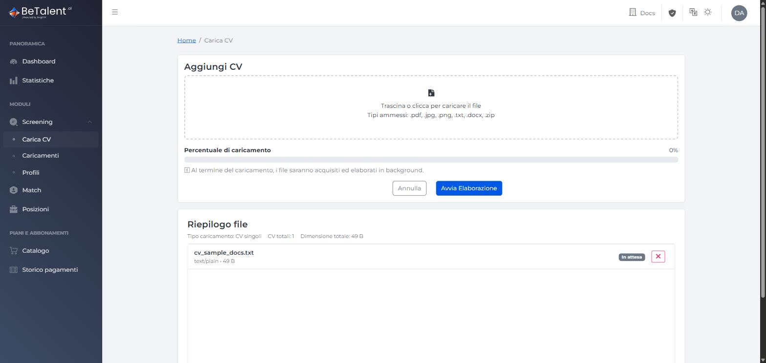 Riepilogo file prima di avviare l'elaborazione