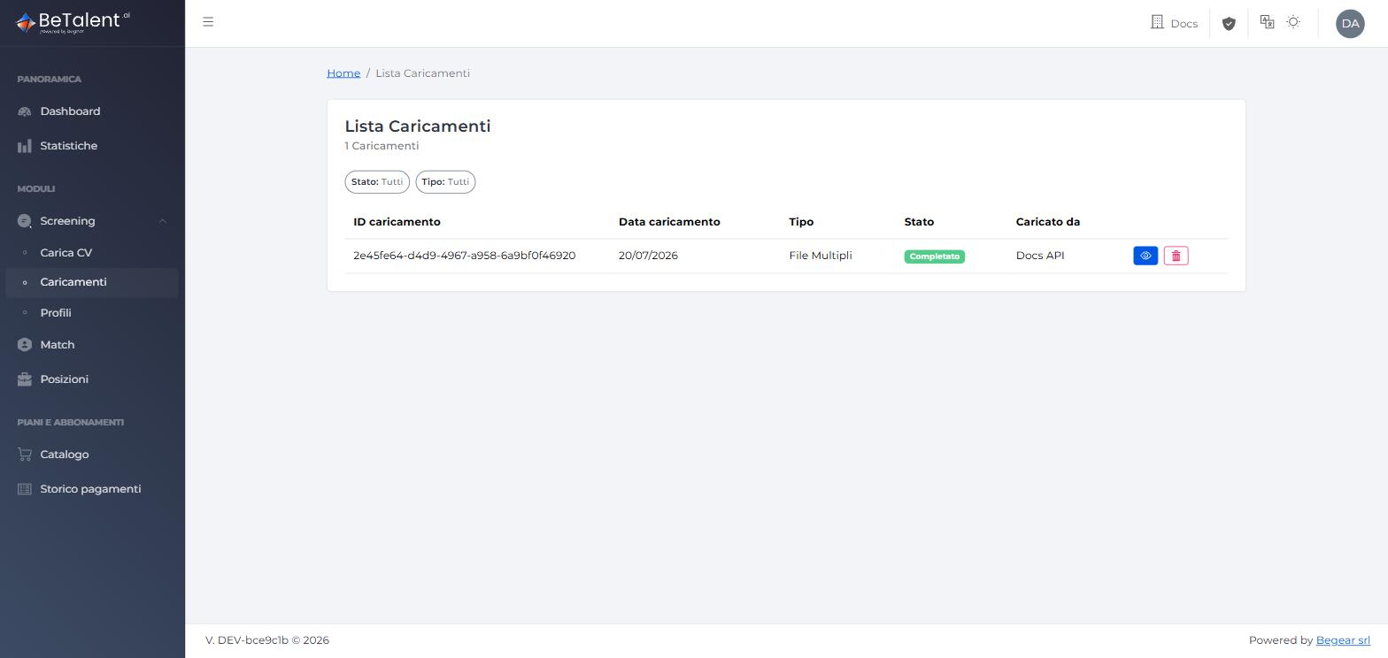 Lista Caricamenti